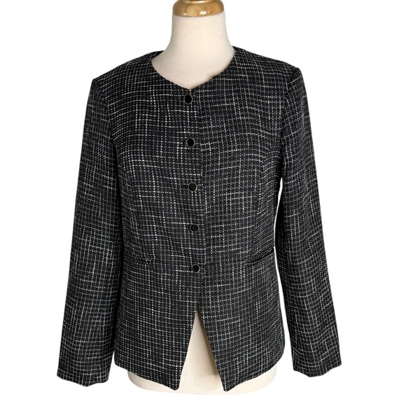 NWT Joie Tweed Button Front Career Blazer Black Size S - Picture 2 of 10